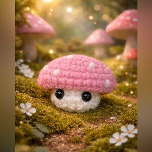 Crochet Popping Mushroom Spring Pink